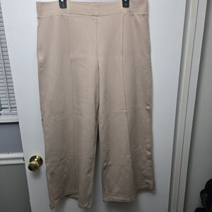 Spin USA Women's Cream Cropped Wide Leg Pants 3X